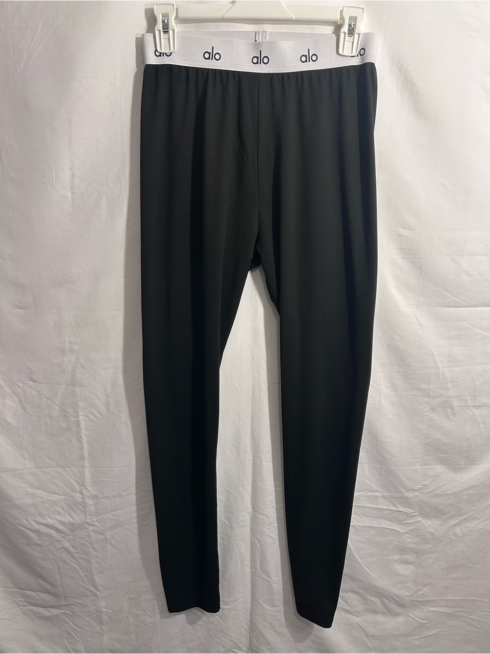 ALO Yoga Black Bottoms with White Logo Waistband